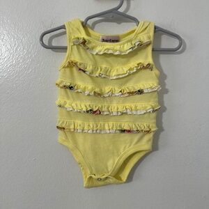 Juicy Couture Baby Yellow One Piece Tank Rufflebutt Frills Floral 6/9 Months